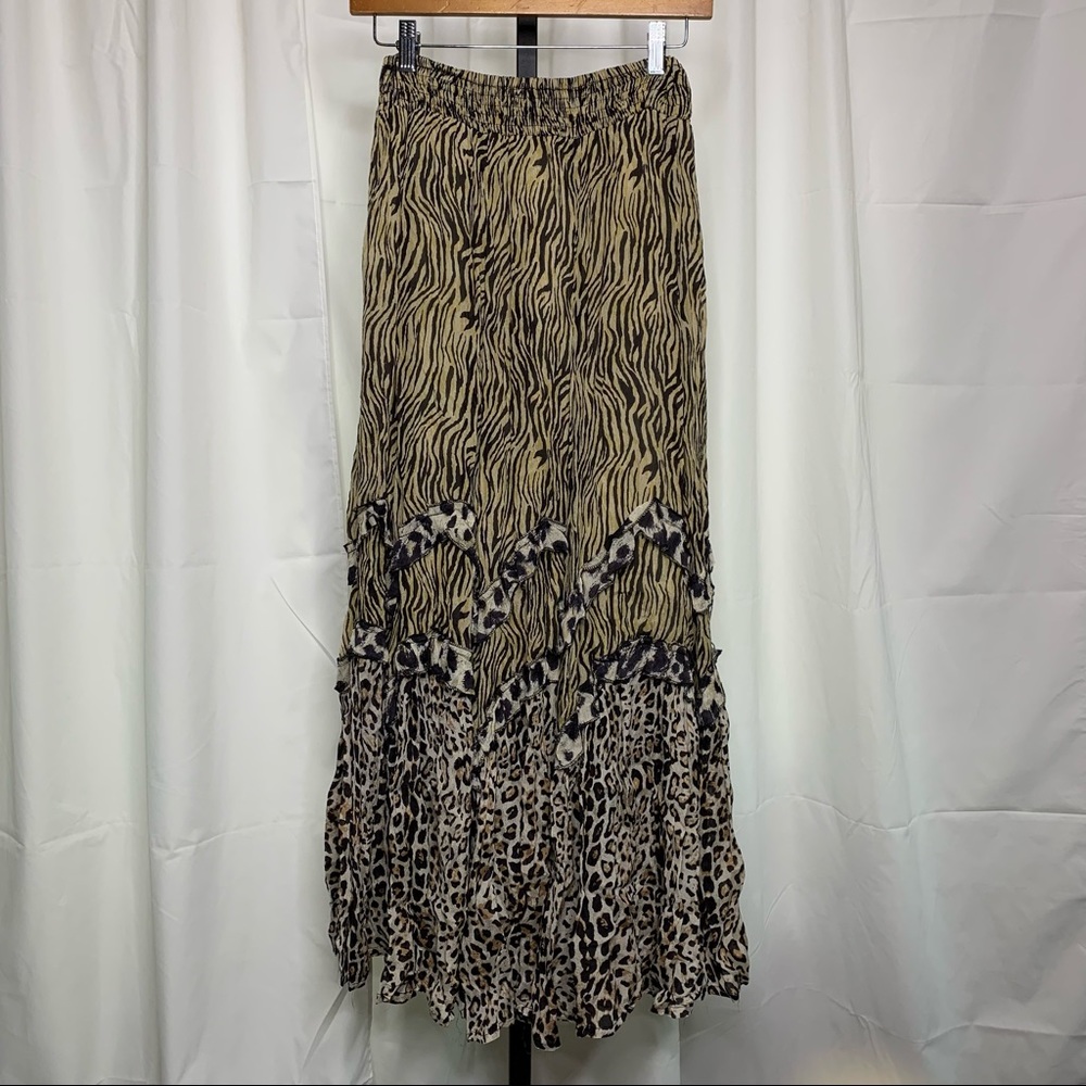 Miss June Animal Print Layers Maxi Skirt NWT